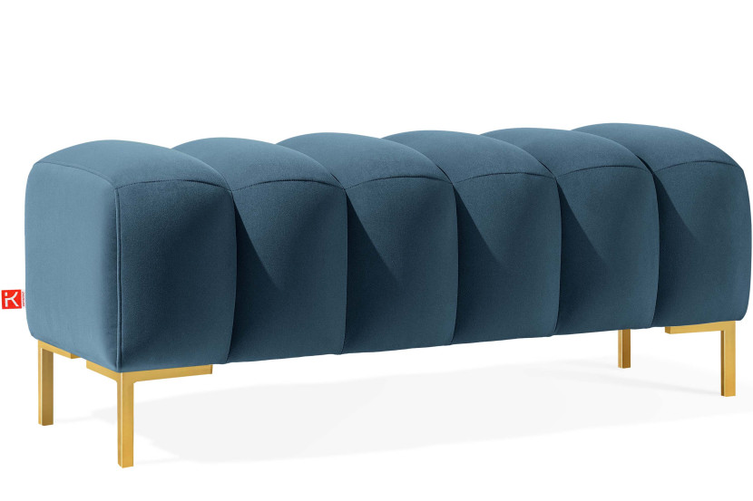 KONSIMO PECCO II Puf na korytarz i do sypialni, elegancka, welur granatowy 753845