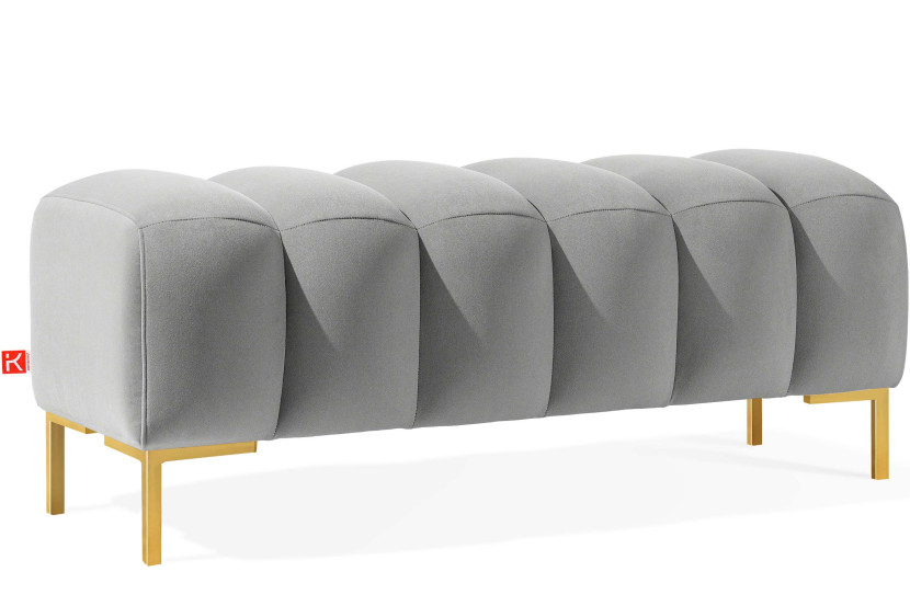 KONSIMO PECCO II Puf na korytarz i do sypialni, elegancka, welur szary 753864