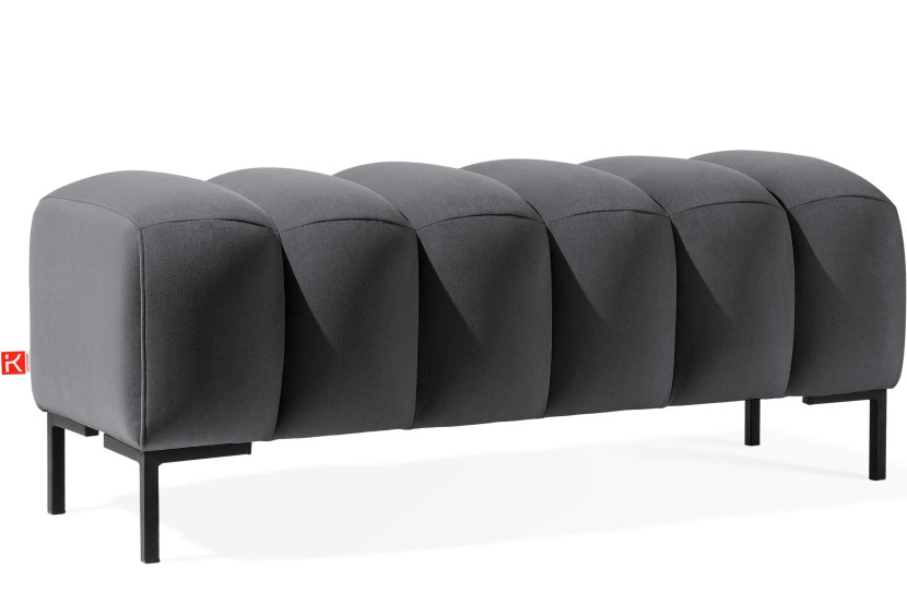 KONSIMO PECCO Pufa na korytarz 120 cm welur, do sypialni, metalowe nóżki 753852