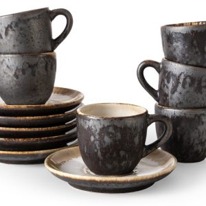 KONSIMO PRIMA Filiżanka do espresso ze spodkiem zestaw dla 6 os. 80 ml beż 824254 KONSIMO PRIMA Filiżanka do espresso ze spodkiem zestaw dla 6 os. 80 ml beż 824254