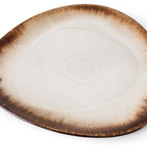 KONSIMO PRIMA Płaska patera talerz do serwowania ręcznie wykonane beż/brąz 821688 KONSIMO PRIMA Płaska patera talerz do serwowania ręcznie wykonane beż/brąz 821688