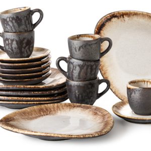 KONSIMO PRIMA Zestaw kawowy espresso 6 os. (18el) ręcznie szkliwiony beżowy 824257 KONSIMO PRIMA Zestaw kawowy espresso 6 os. (18el) ręcznie szkliwiony beżowy 824257