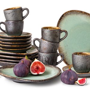 KONSIMO PRIMA Zestaw kawowy espresso 6 os. (18el.) szałwiowy handmade 821689 KONSIMO PRIMA Zestaw kawowy espresso 6 os. (18el.) szałwiowy handmade 821689