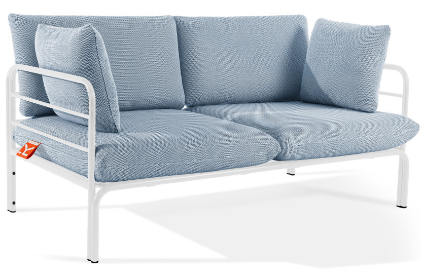 KONSIMO RAMBE Dwuosobowa sofa ogrodowa z poduszkami na stalowym stelażu 1000397