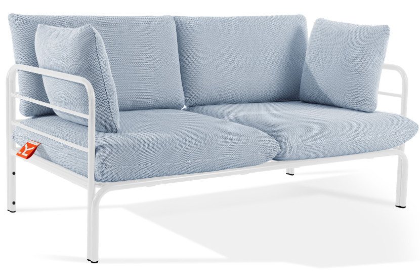 KONSIMO RAMBE Dwuosobowa sofa ogrodowa z poduszkami na stalowym stelażu 1000406