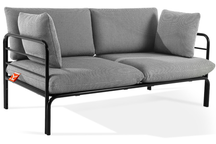 KONSIMO RAMBE Dwuosobowa sofa ogrodowa z poduszkami na stalowym stelażu 1000408