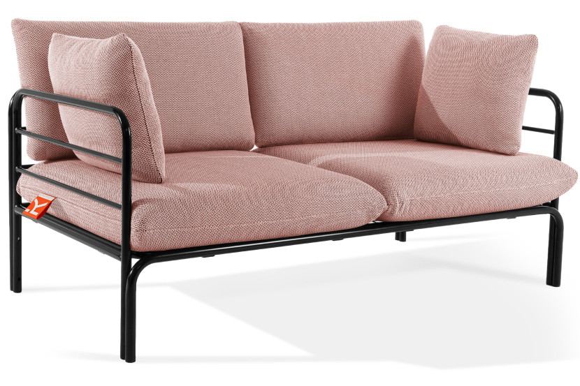 KONSIMO RAMBE Dwuosobowa sofa ogrodowa z poduszkami na stalowym stelażu 1000415