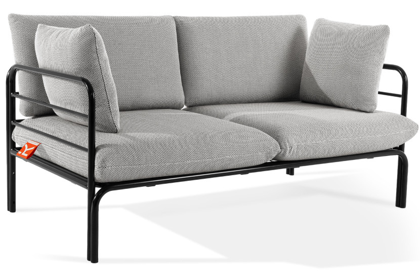 KONSIMO RAMBE Dwuosobowa sofa ogrodowa z poduszkami na stalowym stelażu 1000418