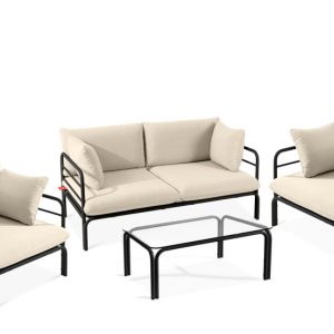 KONSIMO RAMBE Zestaw loftowych mebli ogrodowych 2x fotel + sofa + stolik 1000448 KONSIMO RAMBE Zestaw loftowych mebli ogrodowych 2x fotel + sofa + stolik 1000448