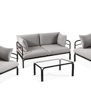KONSIMO RAMBE Zestaw loftowych mebli ogrodowych 2x fotel + sofa + stolik 1000461
