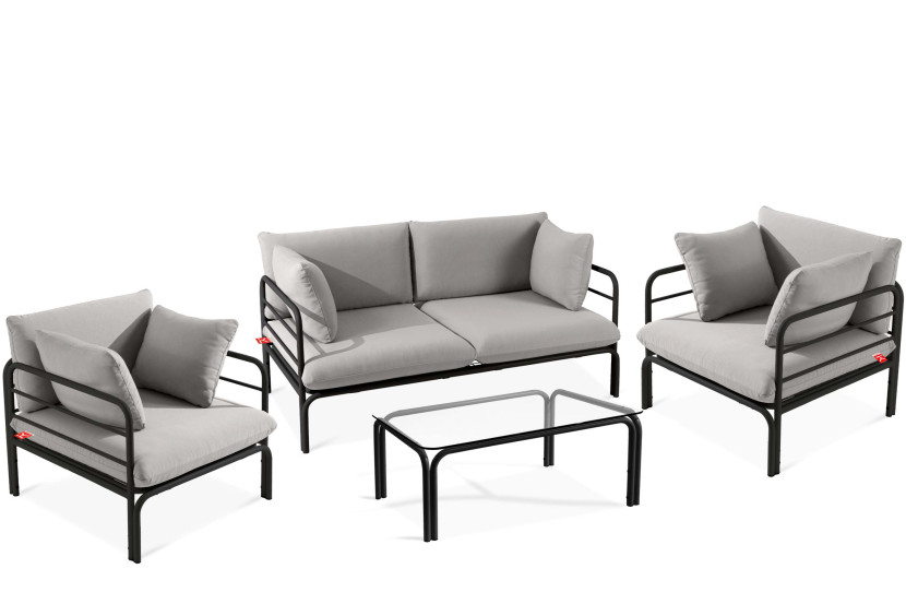 KONSIMO RAMBE Zestaw loftowych mebli ogrodowych 2x fotel + sofa + stolik 1000461