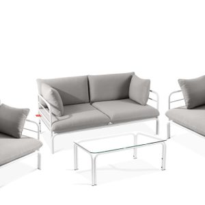 KONSIMO RAMBE Zestaw loftowych mebli ogrodowych 2x fotel + sofa + stolik 1000462