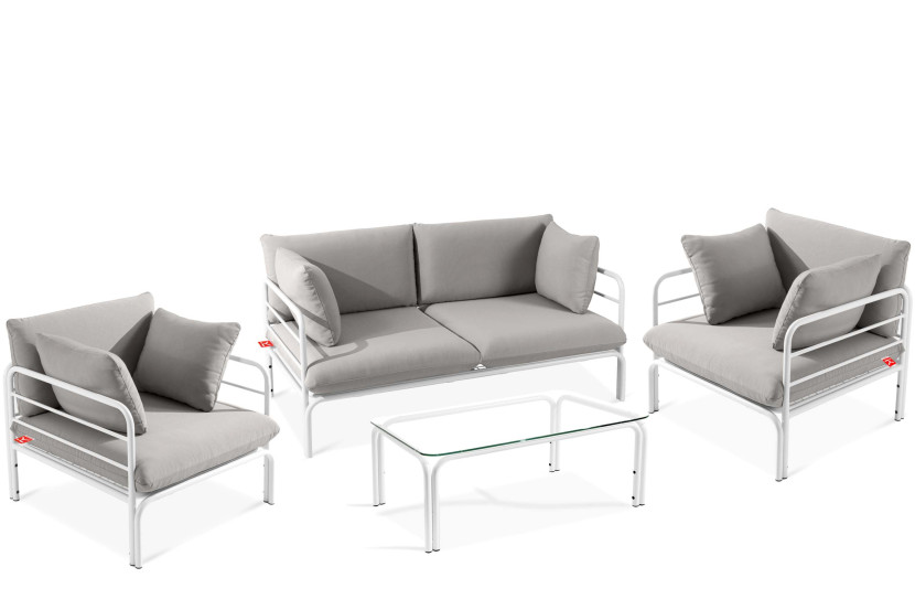 KONSIMO RAMBE Zestaw loftowych mebli ogrodowych 2x fotel + sofa + stolik 1000462