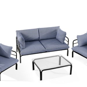 KONSIMO RAMBE Zestaw loftowych mebli ogrodowych 2x fotel + sofa + stolik 1000463