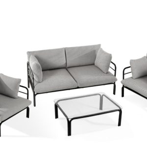 KONSIMO RAMBE Zestaw loftowych mebli ogrodowych 2x fotel + sofa + stolik 1000465