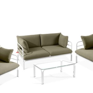 KONSIMO RAMBE Zestaw loftowych mebli ogrodowych 2x fotel + sofa + stolik 1000457