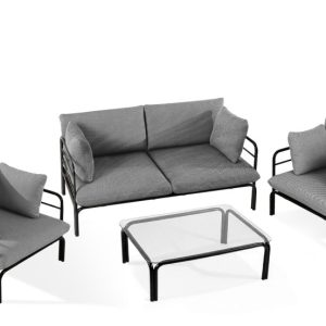 KONSIMO RAMBE Zestaw loftowych mebli ogrodowych 2x fotel + sofa + stolik 1000458