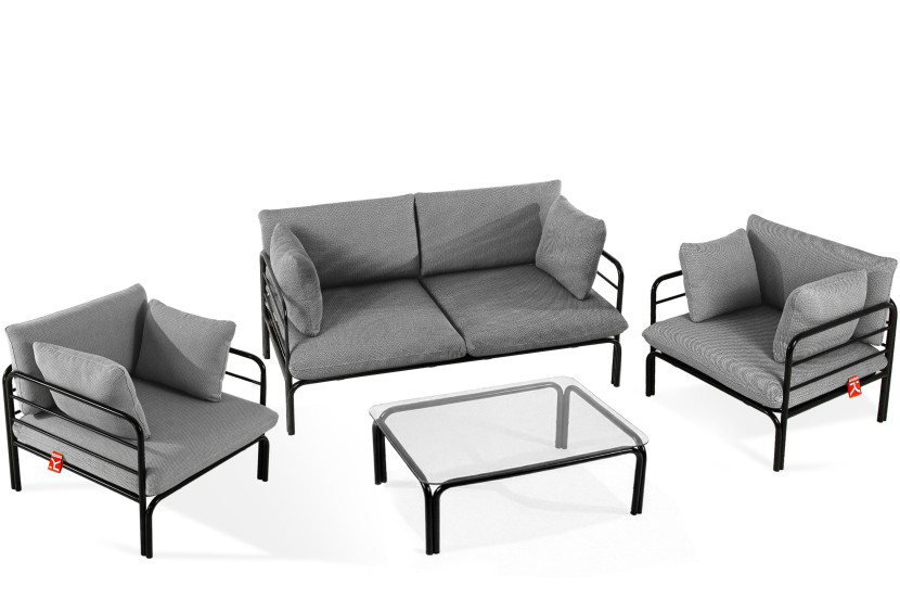 KONSIMO RAMBE Zestaw loftowych mebli ogrodowych 2x fotel + sofa + stolik 1000458