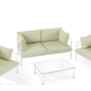 KONSIMO RAMBE Zestaw loftowych mebli ogrodowych 2x fotel + sofa + stolik 1000460