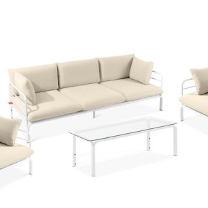 KONSIMO RAMBE Zestaw mebli ogrodowych 2x fotel + sofa trzyosobowa + stolik 1000248