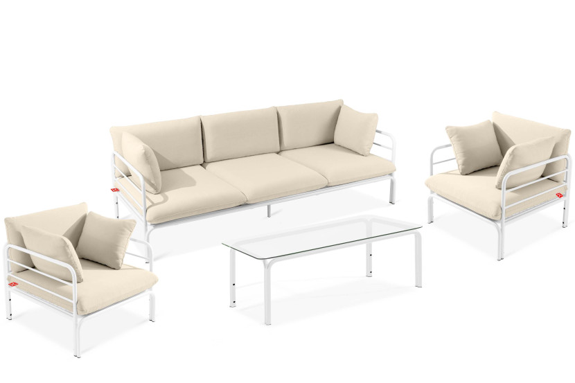 KONSIMO RAMBE Zestaw mebli ogrodowych 2x fotel + sofa trzyosobowa + stolik 1000248