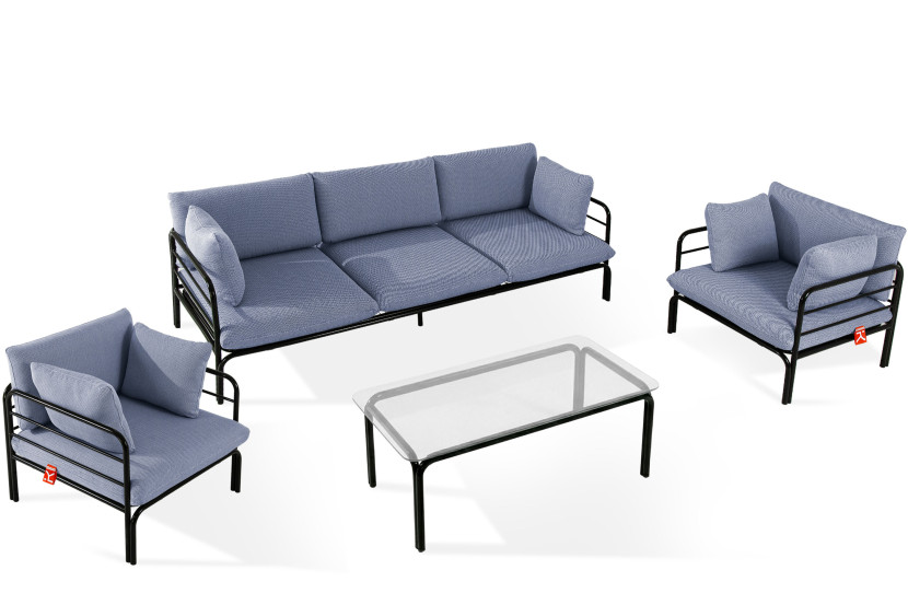 KONSIMO RAMBE Zestaw mebli ogrodowych 2x fotel + sofa trzyosobowa + stolik 1000453