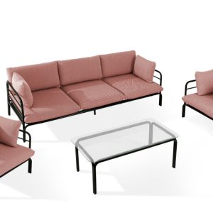 KONSIMO RAMBE Zestaw mebli ogrodowych 2x fotel + sofa trzyosobowa + stolik 1000454