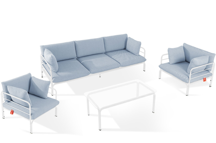 KONSIMO RAMBE Zestaw mebli ogrodowych 2x fotel + sofa trzyosobowa + stolik 1000459