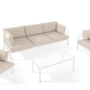 KONSIMO RAMBE Zestaw mebli ogrodowych 2x fotel + sofa trzyosobowa + stolik 1000464