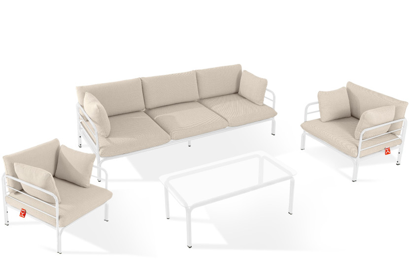 KONSIMO RAMBE Zestaw mebli ogrodowych 2x fotel + sofa trzyosobowa + stolik 1000464
