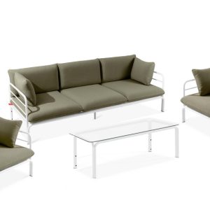 KONSIMO RAMBE Zestaw mebli ogrodowych 2x fotel + sofa trzyosobowa + stolik 1000249
