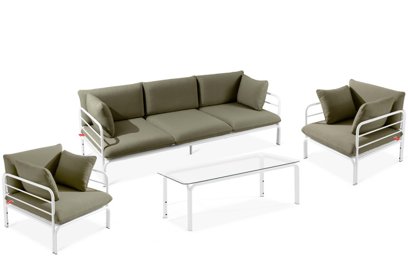 KONSIMO RAMBE Zestaw mebli ogrodowych 2x fotel + sofa trzyosobowa + stolik 1000249
