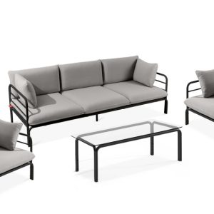 KONSIMO RAMBE Zestaw mebli ogrodowych 2x fotel + sofa trzyosobowa + stolik 1000250