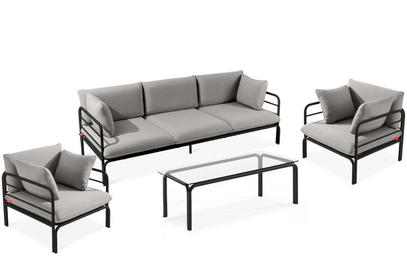 KONSIMO RAMBE Zestaw mebli ogrodowych 2x fotel + sofa trzyosobowa + stolik 1000250