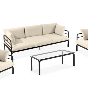 KONSIMO RAMBE Zestaw mebli ogrodowych 2x fotel + sofa trzyosobowa + stolik 1000251