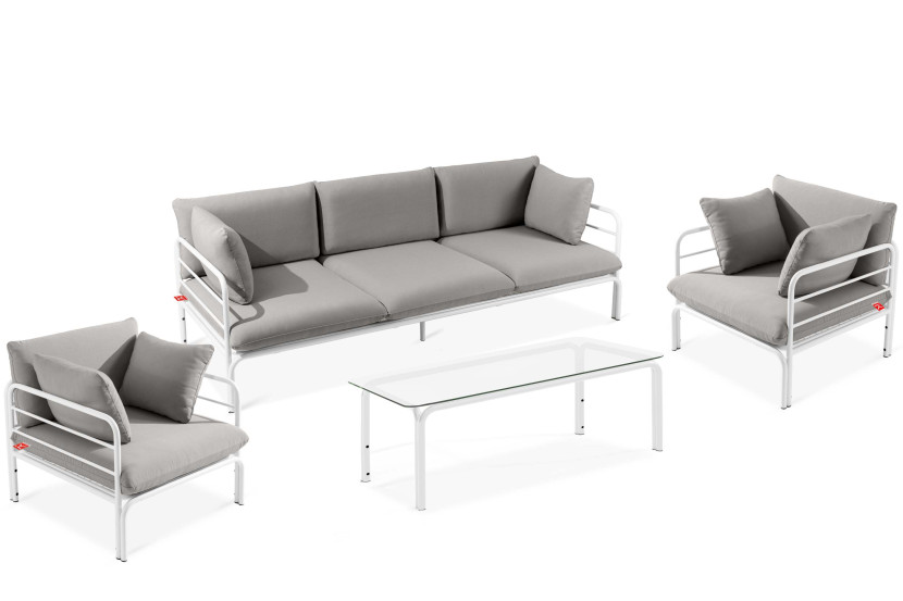 KONSIMO RAMBE Zestaw mebli ogrodowych 2x fotel + sofa trzyosobowa + stolik 1000253