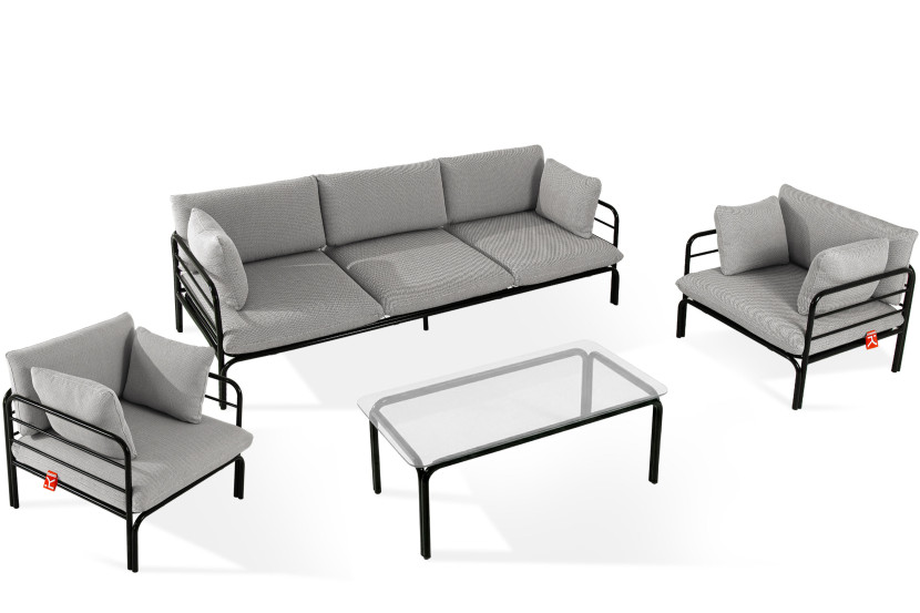 KONSIMO RAMBE Zestaw mebli ogrodowych 2x fotel + sofa trzyosobowa + stolik 1000444