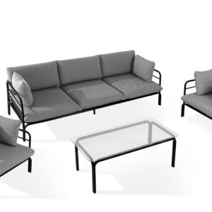 KONSIMO RAMBE Zestaw mebli ogrodowych 2x fotel + sofa trzyosobowa + stolik 1000445