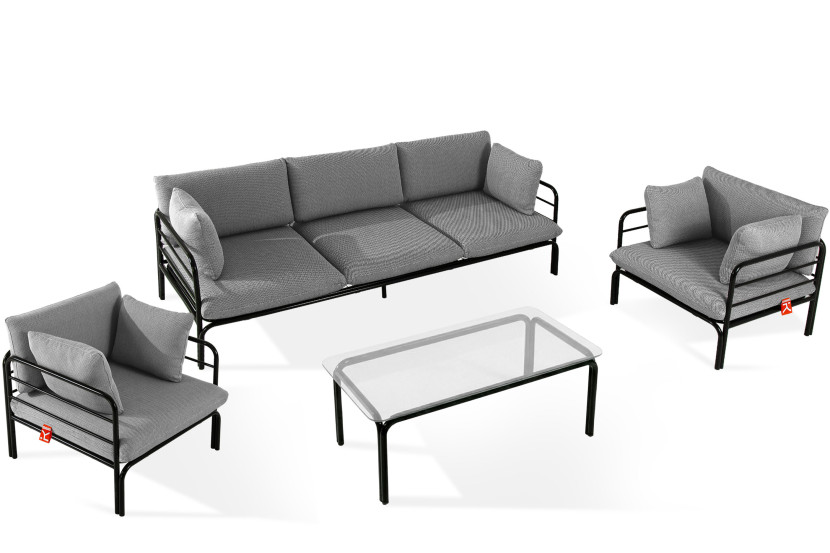 KONSIMO RAMBE Zestaw mebli ogrodowych 2x fotel + sofa trzyosobowa + stolik 1000445