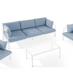 KONSIMO RAMBE Zestaw mebli ogrodowych 2x fotel + sofa trzyosobowa + stolik 1000447