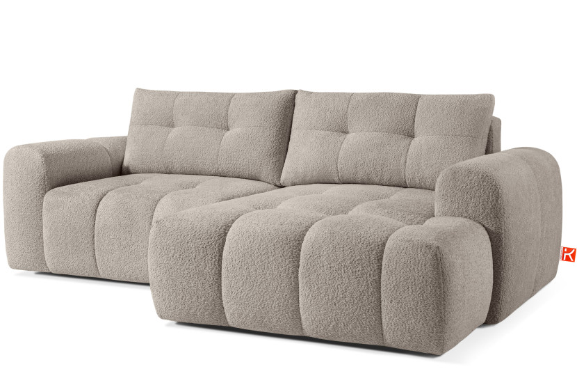 KONSIMO RAVIA Narożnik prawy z funkcją spania boucle, styl nowoczesny 751975