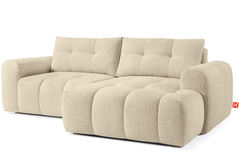 KONSIMO RAVIA Narożnik prawy z funkcją spania boucle, styl nowoczesny 751926