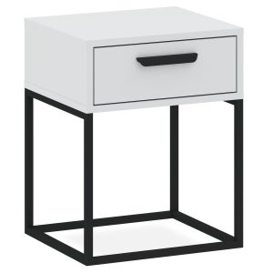 KONSIMO RECTUS Stolik nocny, szafka nocna, czarny stelaż, z szufladą 725863