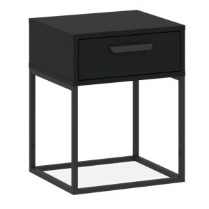 KONSIMO RECTUS Stolik nocny, szafka nocna, czarny, z szufladą 725862