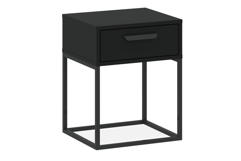 KONSIMO RECTUS Stolik nocny, szafka nocna, czarny, z szufladą 725862