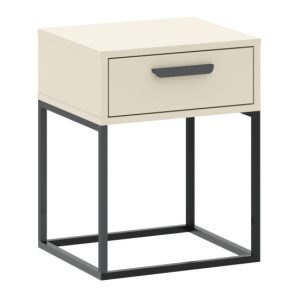 KONSIMO RECTUS Stolik nocny z szufladą w kolorze kremowym czarny stelaż 994166 KONSIMO RECTUS Stolik nocny z szufladą w kolorze kremowym czarny stelaż 994166