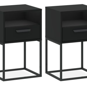 KONSIMO RECTUS Stolik nocny zestaw 2 szt., z szufladą, czarny 725890