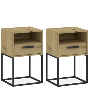 KONSIMO RECTUS Stolik nocny zestaw 2 szt., z szufladą, nowoczesny, dąb 725886