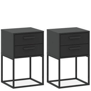KONSIMO RECTUS Stolik nocny zestaw 2 szt. z szufladami, nowoczesny, czarny 726389 KONSIMO RECTUS Stolik nocny zestaw 2 szt. z szufladami, nowoczesny, czarny 726389