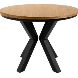 KONSIMO ROSTEL Okrągły Stół, jasny brąz, czarne nogi 100-260 cm 834640 KONSIMO ROSTEL Okrągły Stół, jasny brąz, czarne nogi 100-260 cm 834640